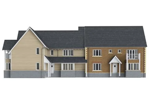 Large two storey villa, front view Illustrazione stock