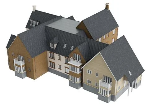 Large two storey villa, top view Stock Illustration