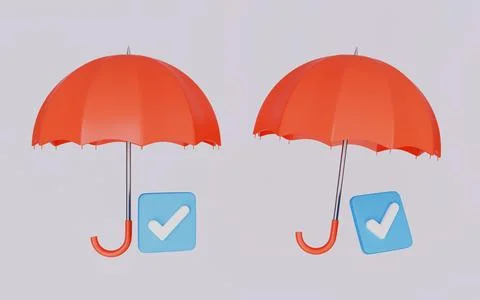 Large umbrella and check mark, Health insurance concept Stock Illustration