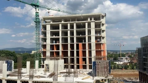 A large unfinished building under construction Stock Footage 315943903