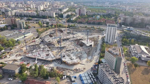 Large Urban Construction Site in Sofia, Bulgaria Stock Footage 346186177