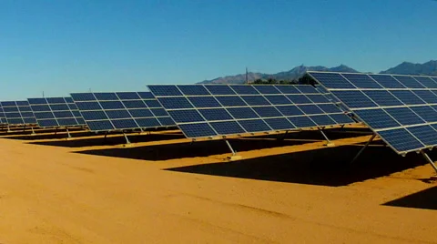 Large Utility Company Solar Panel Array In Desert- Kingman AZ Stock Footage 48907096
