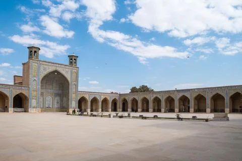 A large Vakil Mosque with multiple arches, Shiraz, Iran Stock Photos