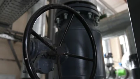 Large valve in the boiler room. Stock Footage 237873197
