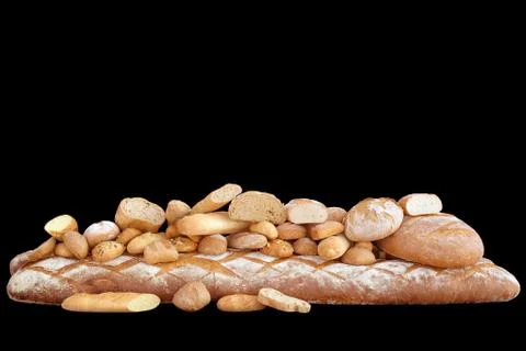 Large variety of different breads Stock Photos