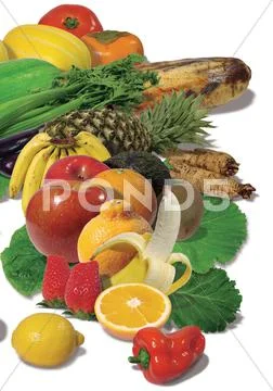 Large variety of fresh fruit and vegetables Stock Photos