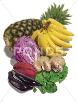 Large variety of fresh fruit and vegetables Stock Photos