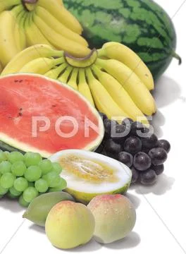 Large variety of fresh fruit and vegetables Stock Photos