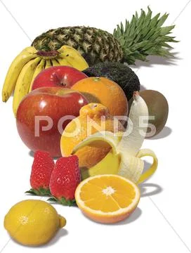Large variety of fresh fruit and vegetables Stock Photos