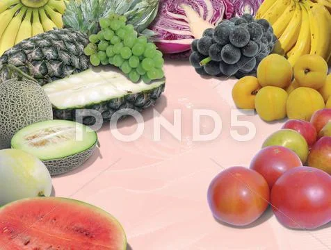 Large variety of fresh fruit and vegetables Stock Photos