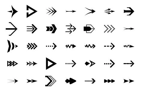 Large vector arrow icons set, Black directional symbol assortment, Universal  Stock Illustration