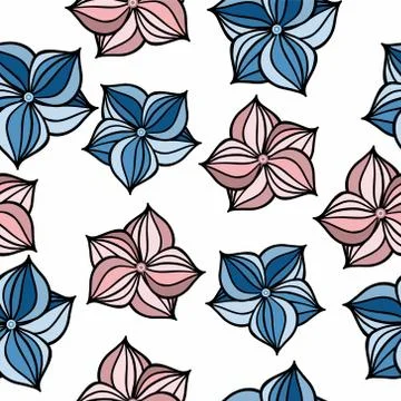 Large vector flower petals on a white background. Flowers seamless pattern. Stock Illustration