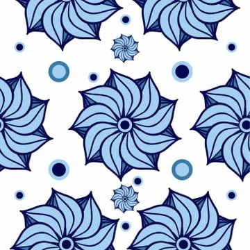 Large vector flower petals on a white background. Flowers seamless pattern. Stock Illustration