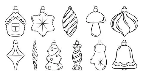Large vector set of Christmas tree toys, glass house, icicle, mushroom, bal.. イラスト素材