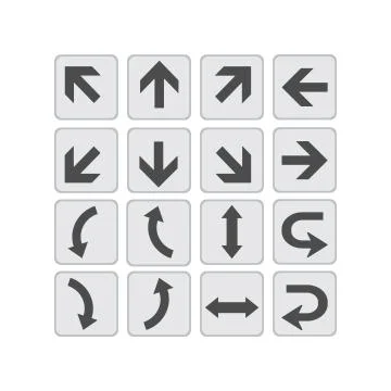 Large vector set of directional arrows on a white background. Stock Illustration