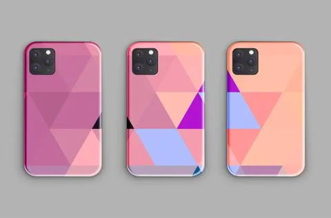 Large vector set of mock-up smartphone cases with geometry pattern print. Rea Stock Illustration