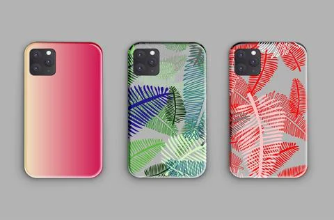 Large vector set of mock-up smartphone cases with beautiful gradient and trop Stock Illustration