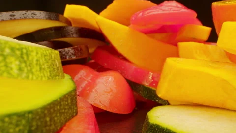 Large vegetable compilation - the camera moves backwards between peppers, Stock Footage 163050046