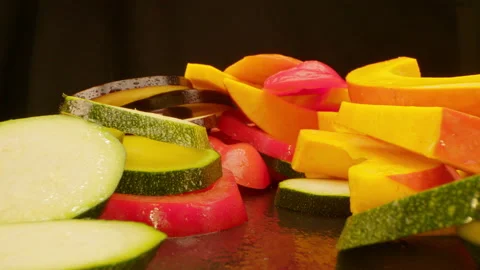 Large vegetable compilation - the camera moves forward between peppers, Stock Footage 163050090