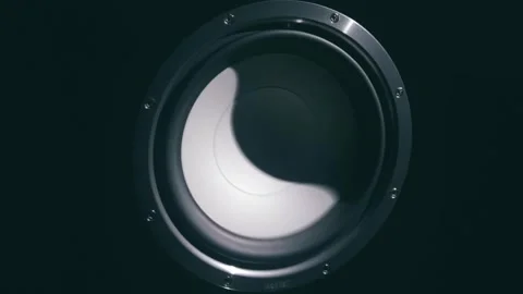 Large vibrations of powerful woofer in a high-end music speaker Stock Footage 303299684