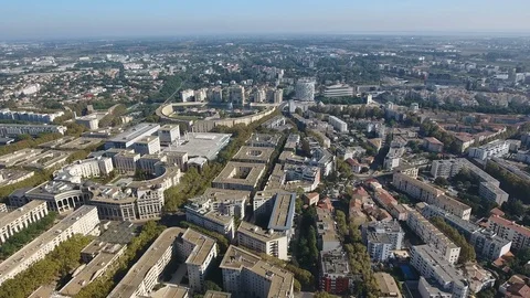Large view of Antigone neighbourhood Montpellier France by aerial drone.  Stock Footage