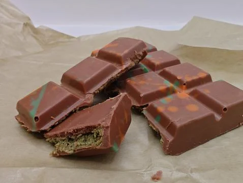 Large view of chocolate on paper Stock Photos