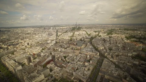 Large view of the city of Paris and the Eiffel Tower, France Stock Footage 101524551