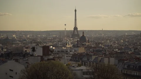 Large view of the Eiffel Tower, Paris, France Stock Footage 104146951