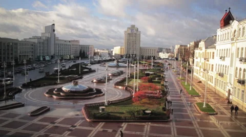 Large view on Indipendence Square in Minsk Video stock 57394444
