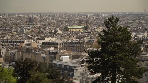 Large view of Paris and the church of Saint-Vincent de Paul, France Stock Footage 102425341