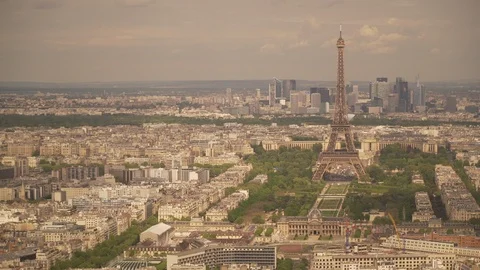 Large view of Paris and the Eiffel Tower, France Stock Footage 101523631