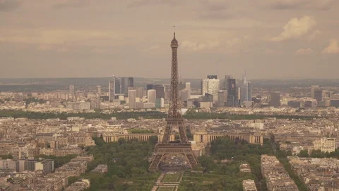 Large view of Paris and the Eiffel Tower, France Stock Footage 101524009