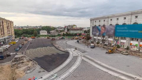 Large view on the road rollers working on the new road construction site ti.. Stock Photos