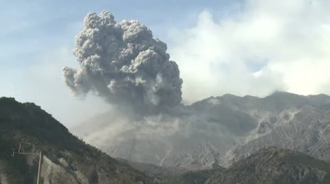 Large Volcanic Ash Cloud Blasts From Crater Of Sakurajima Volcano Stock Footage 8975014