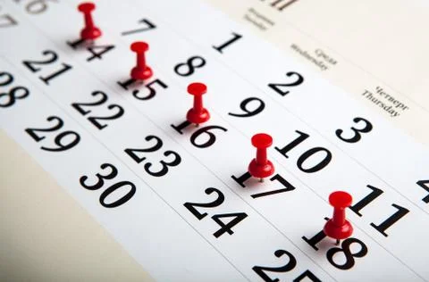 Large wall calendar with needles Stock Photos