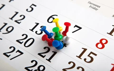 Large wall calendar with needles Stock Photos