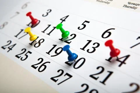 Large wall calendar with needles 库存照片