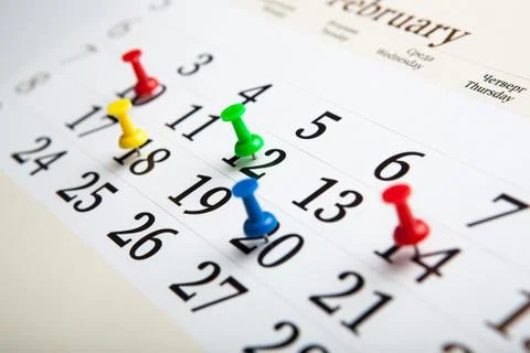 Large wall calendar with needles Stock Photos
