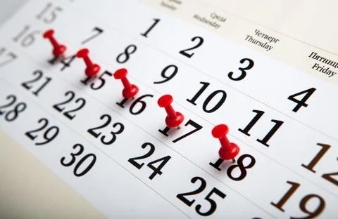 Large wall calendar with needles Stock Photos