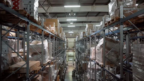 A large warehouse with boxes of goods Stock Footage 92207904