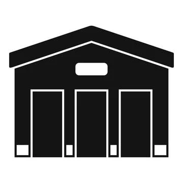 Large warehouse building with three loading docks for trucks delivering goods Stock Illustration