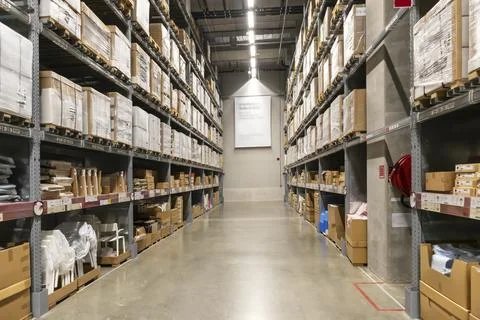 Large warehouse corridors, warehouse storage and distribution of goods and .. Stock Photos