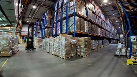 Large warehouse in the factory general plan. Work in a factory warehouse general Stock Footage 202251079