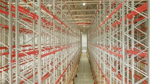 Large warehouse inside, large racks 動画素材 157395561