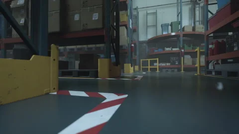 Large Warehouse With Red and White Arrow | Stock Video | Pond5