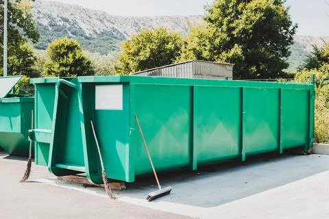 Large waste container at local sorting station Stock Photos