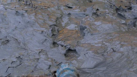 Large waste stream comes out of the sewer pipe Stock Footage 122323014