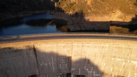 Large water dam in sunlight in evening Stock Footage 260412168