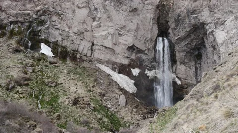 Large waterfall in Caucasus mountains Stock Footage 63365008