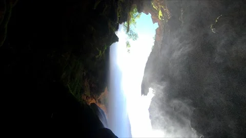 Large waterfall from a cave Stock Footage 271063268